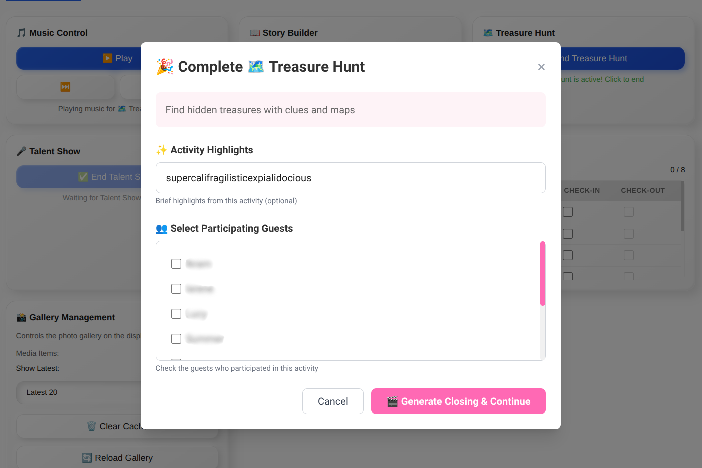 Interactive Activity Plugin Interface